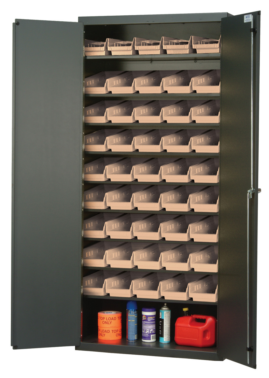 Heavy-Duty 36" Bin Cabinet, 36"W x 18"D x 78"H, 400 lb. capacity per shelf, Gray, Ivory, Carbon Steel, QPR-102IV