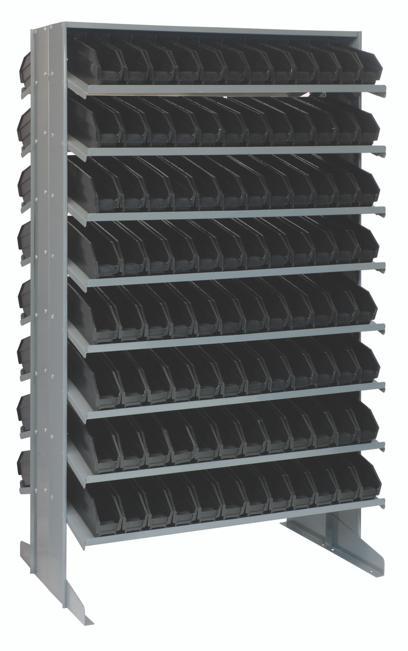 Pick Rack, slopped, double sided, Gray, Black, Carbon Steel, QPRD-100BK