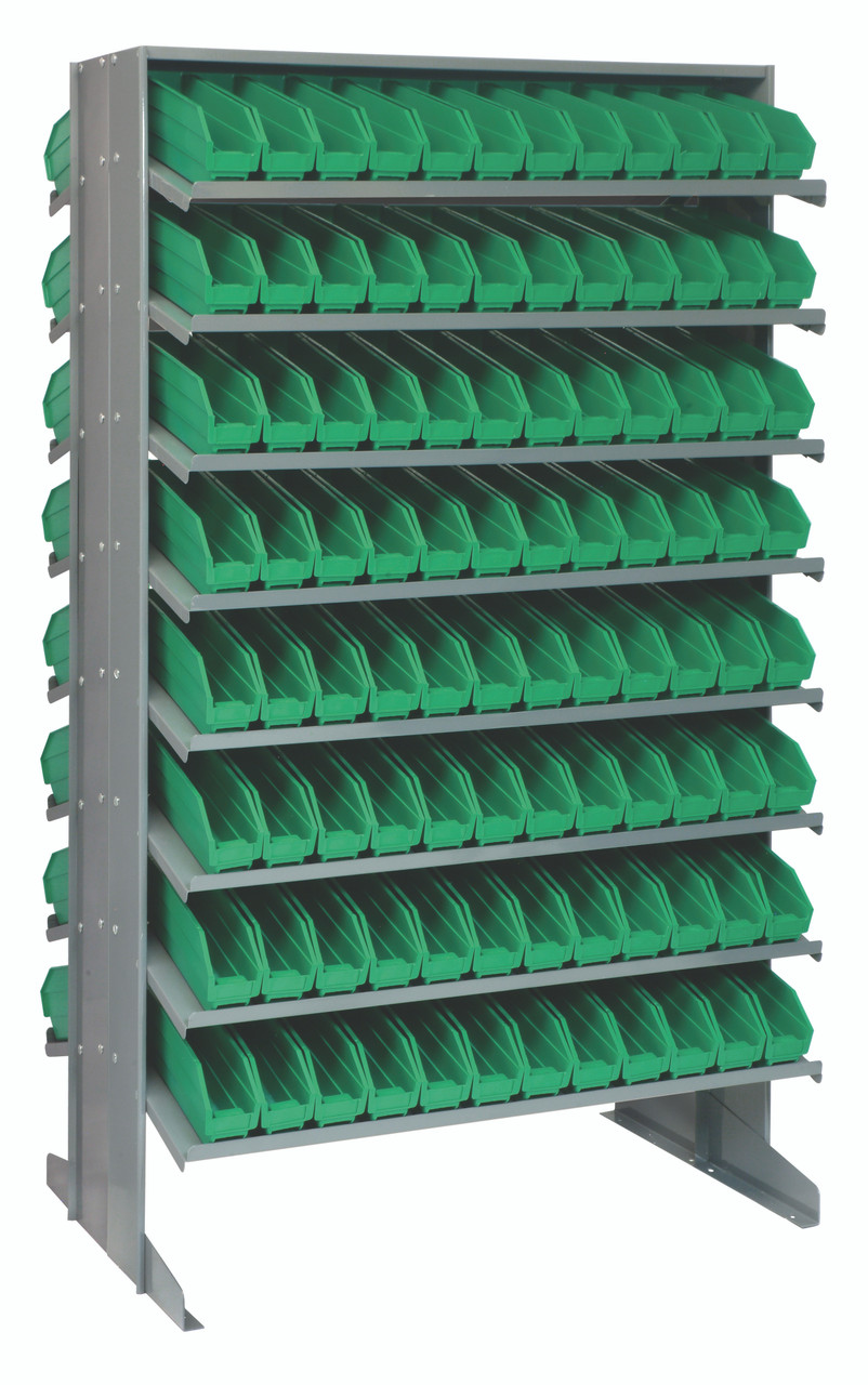 Pick Rack, slopped, double sided, Gray, Green, Carbon Steel, QPRD-100GN