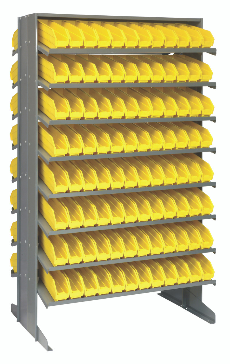 Pick Rack, slopped, double sided, Gray, Yellow, Carbon Steel, QPRD-100YL