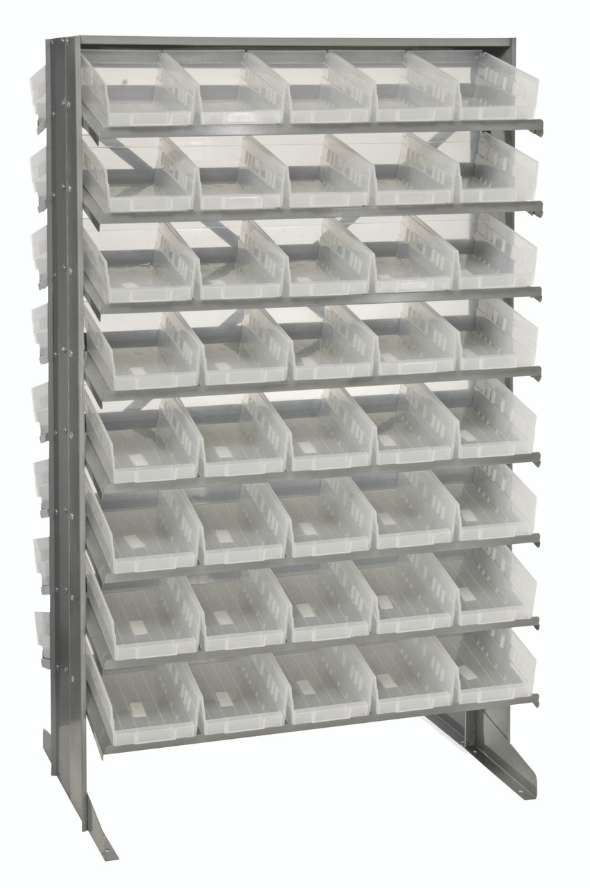 Pick Rack, slopped, double sided, Gray, Clear, Carbon Steel, QPRD-102CL