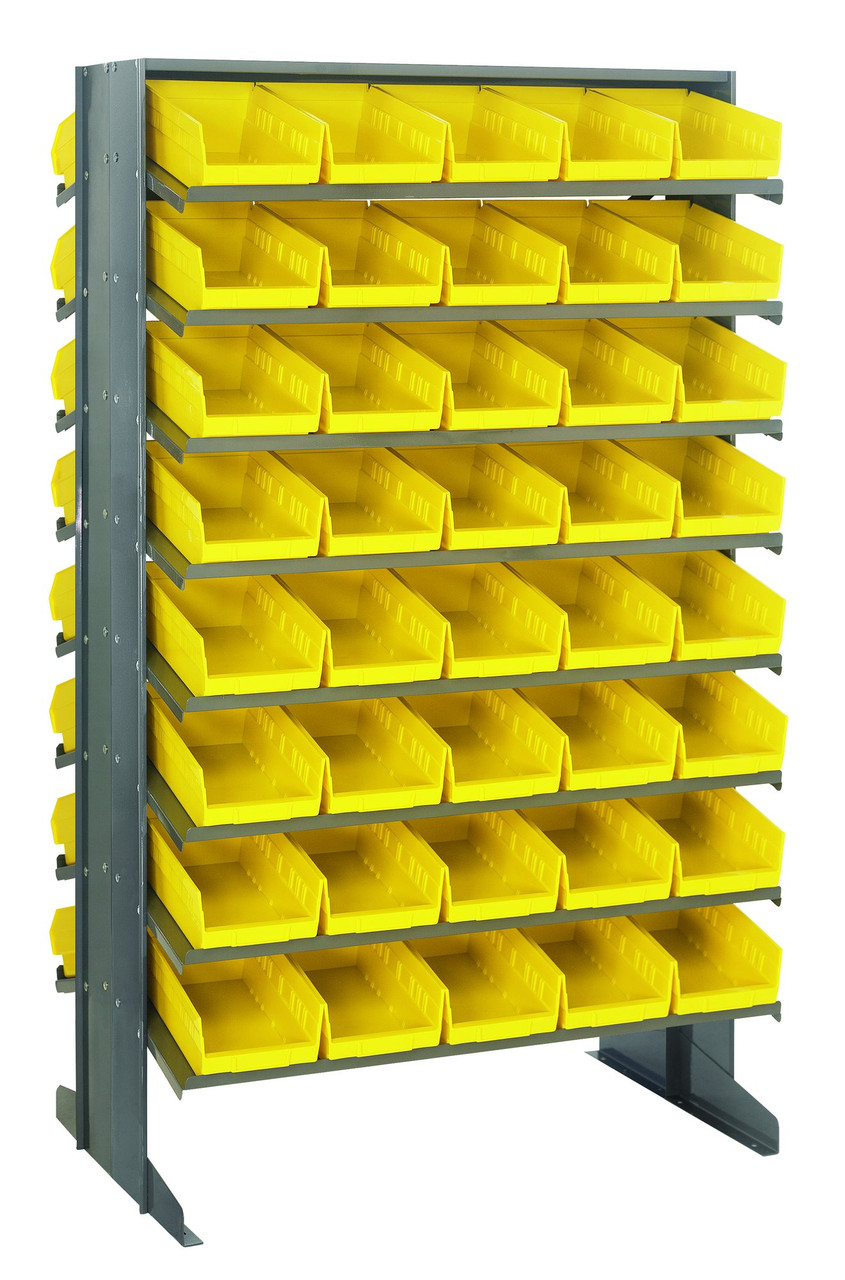 Pick Rack, slopped, double sided, Gray, Yellow, Carbon Steel, QPRD-102YL