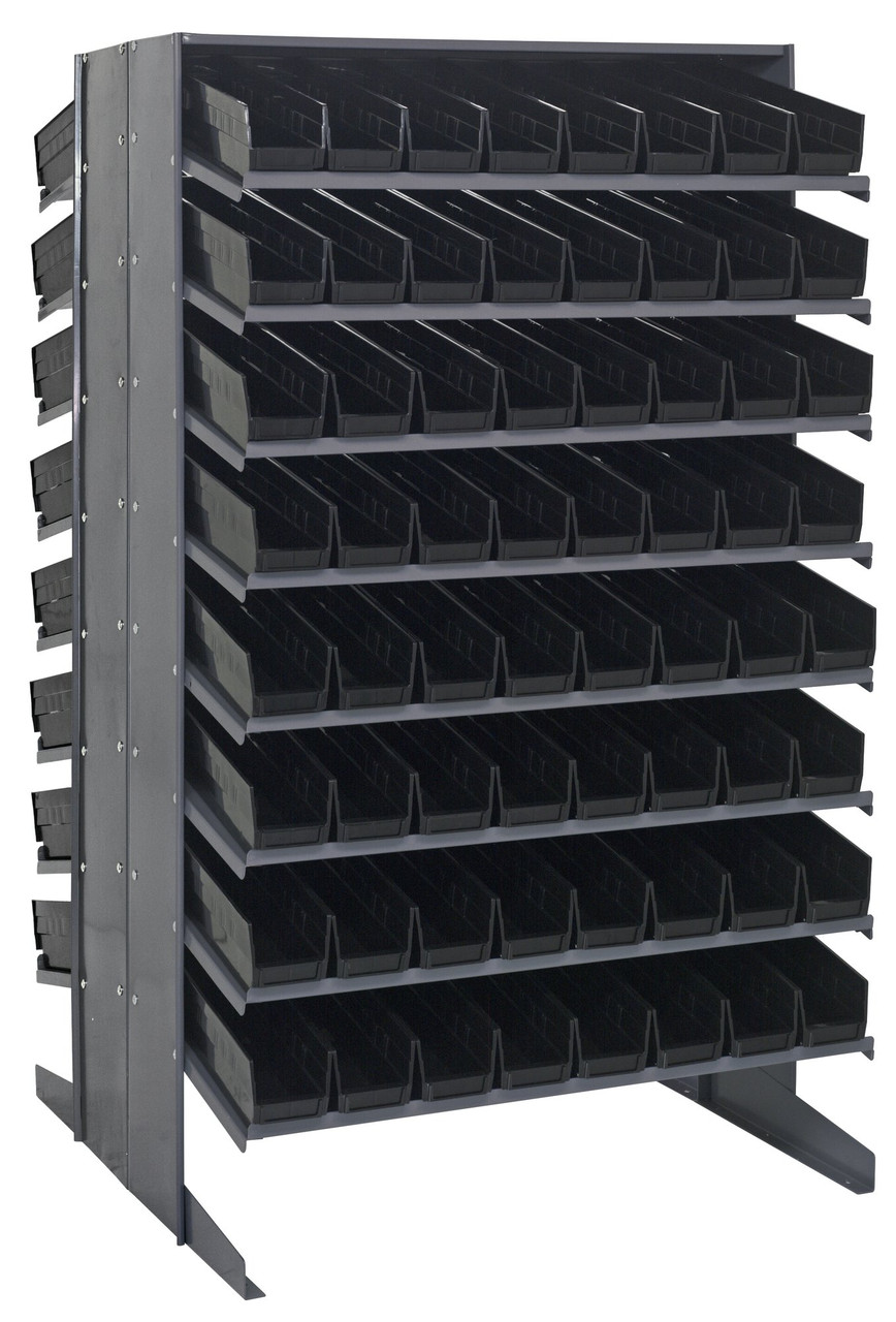 Pick Rack, slopped, double sided, Gray, Black, Carbon Steel, QPRD-103BK