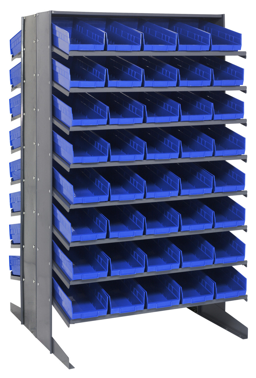 Pick Rack, slopped, double sided, Gray, Blue, Carbon Steel, QPRD-104BL