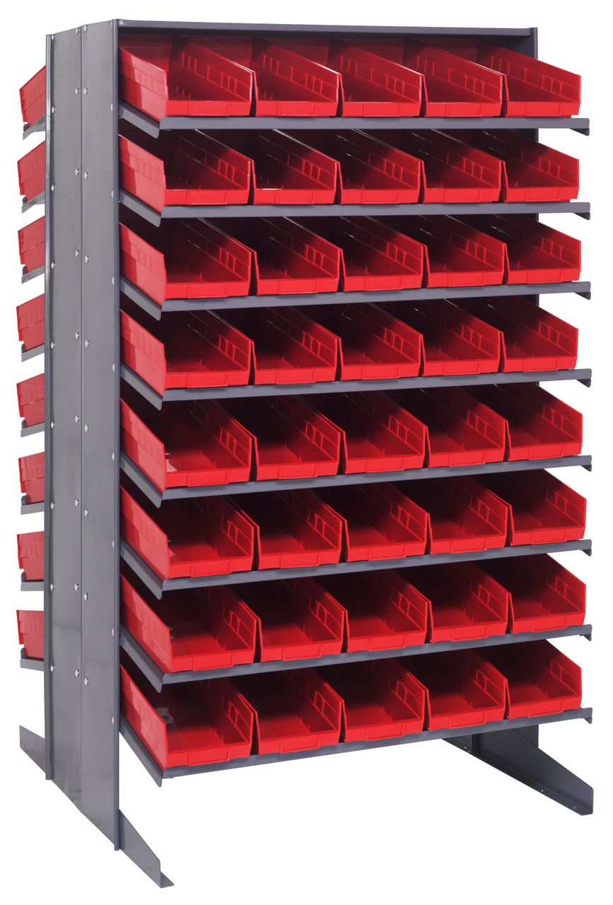 Pick Rack, slopped, double sided, Gray, Red, Carbon Steel, QPRD-104RD