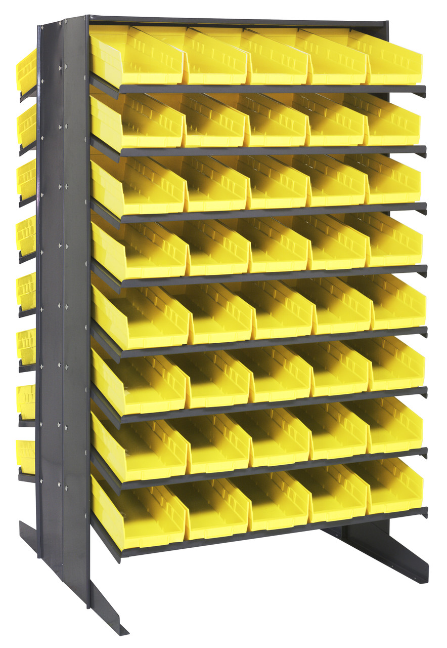 Pick Rack, slopped, double sided, Gray, Yellow, Carbon Steel, QPRD-104YL