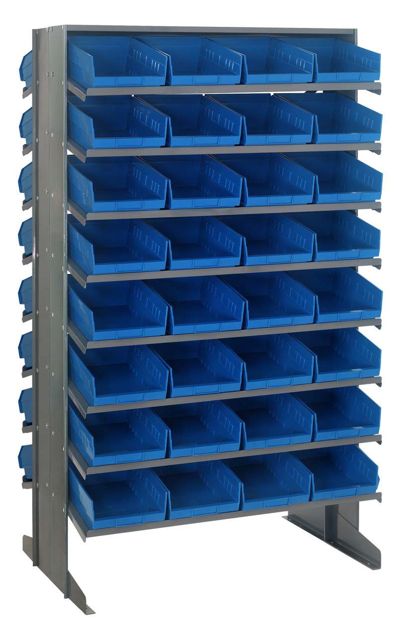 Pick Rack, slopped, double sided, Gray, Blue, Carbon Steel, QPRD-107BL