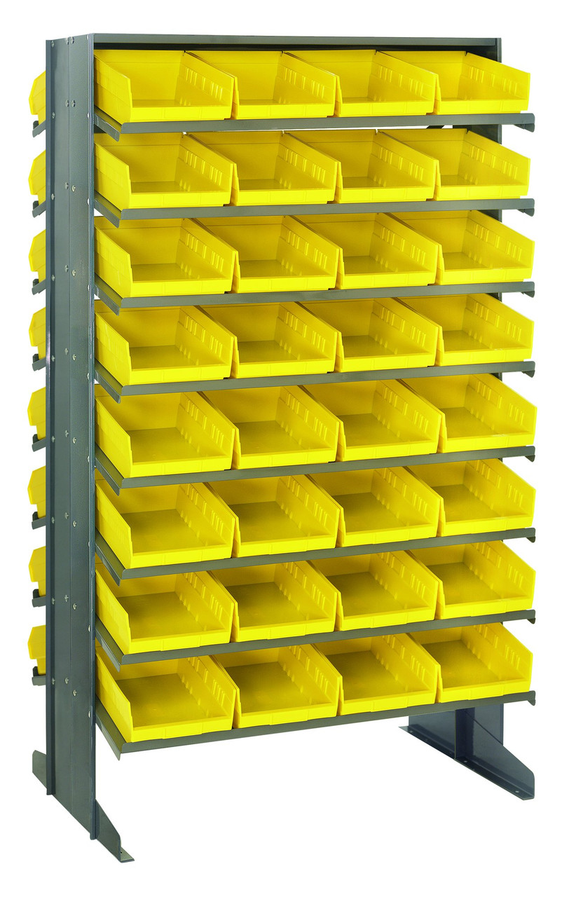 Pick Rack, slopped, double sided, Gray, Yellow, Carbon Steel, QPRD-107YL