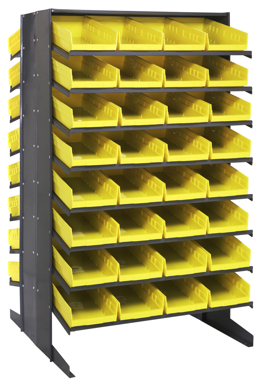 Pick Rack, slopped, double sided, Gray, Yellow, Carbon Steel, QPRD-108YL
