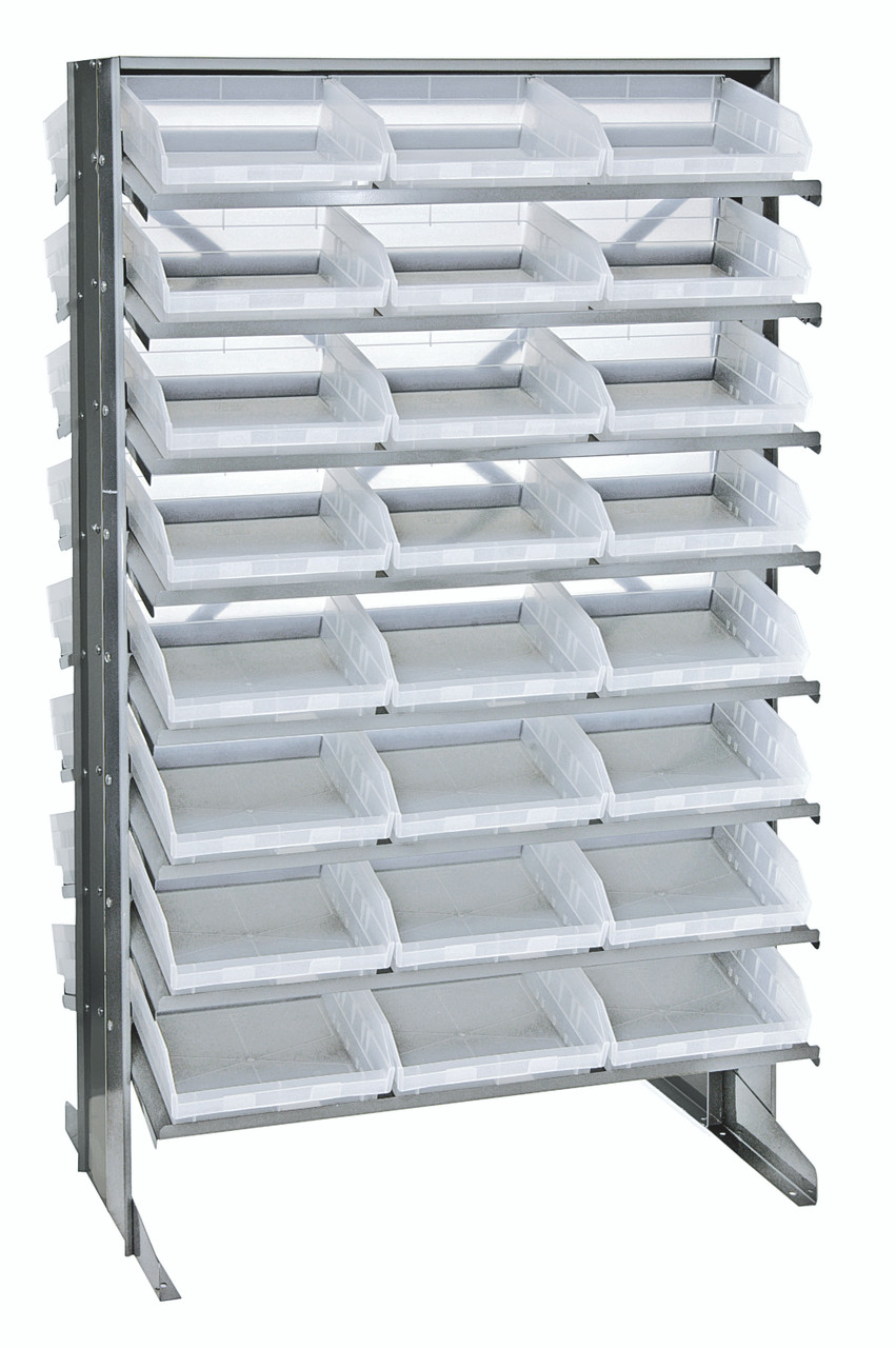 Pick Rack, slopped, double sided, Gray, Clear, Carbon Steel, QPRD-109CL