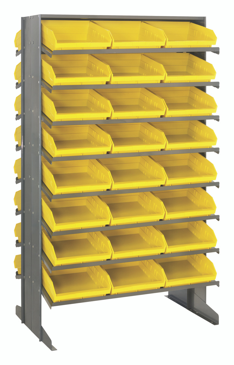 Pick Rack, slopped, double sided, Gray, Yellow, Carbon Steel, QPRD-109YL