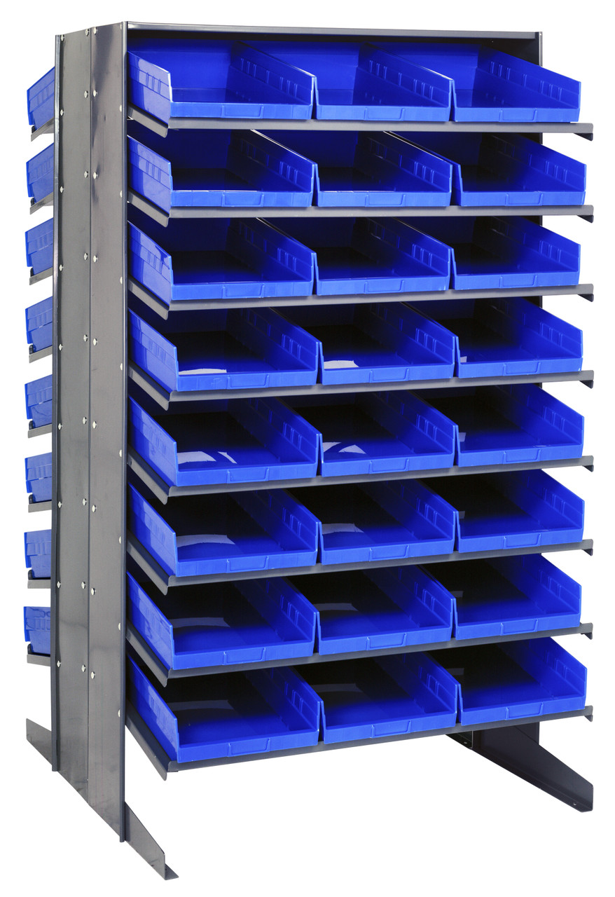 Pick Rack, slopped, double sided, Gray, Blue, Carbon Steel, QPRD-110BL
