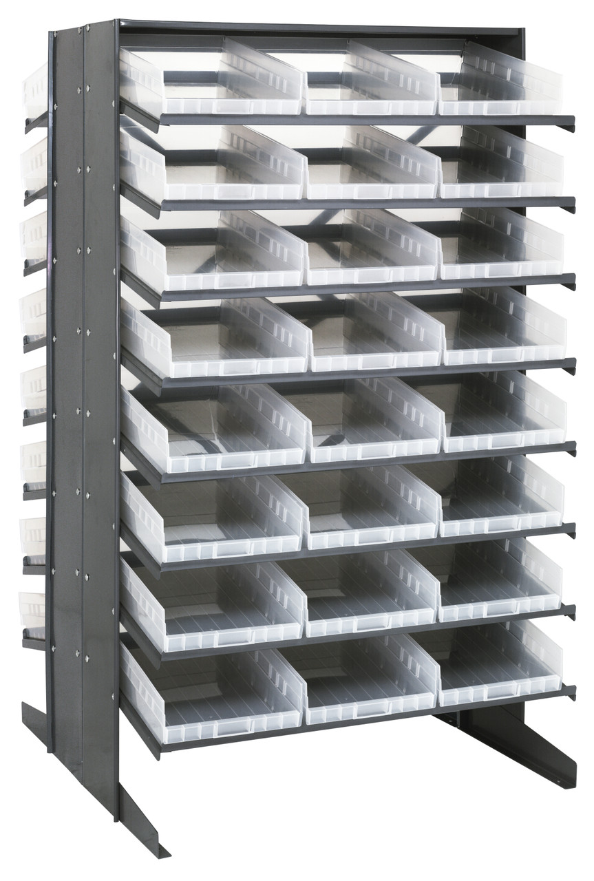 Pick Rack, slopped, double sided, Gray, Clear, Carbon Steel, QPRD-110CL