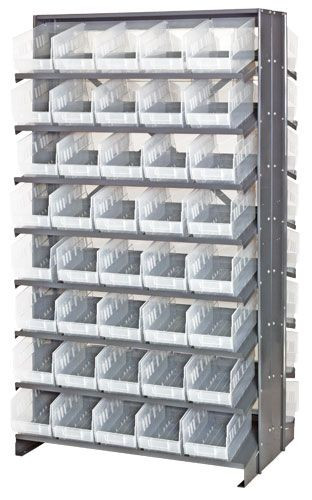 Pick Rack, slopped, double sided, Gray, Clear, Carbon Steel, QPRD-202CL