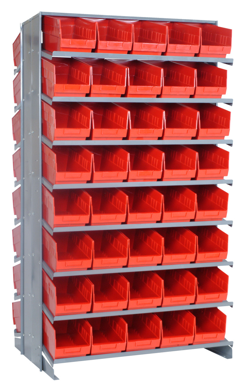 Pick Rack, slopped, double sided, Gray, Red, Carbon Steel, QPRD-202RD