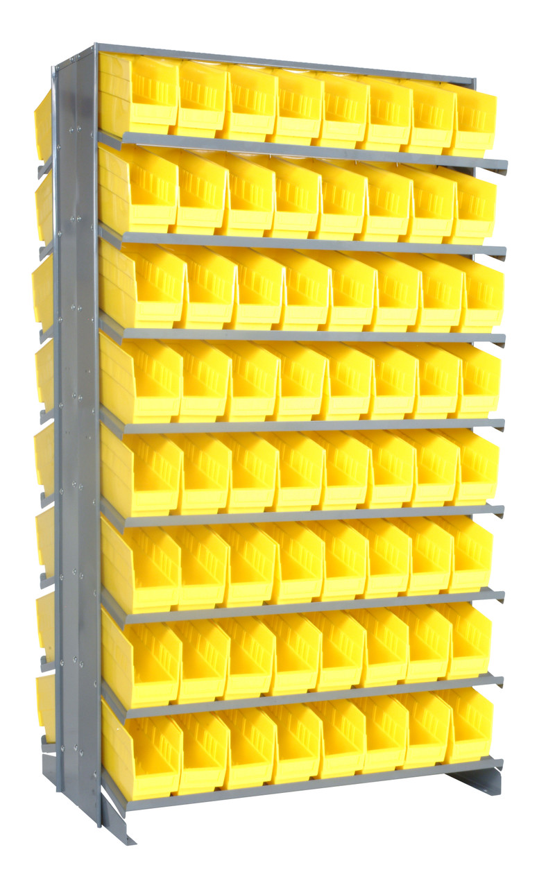 Pick Rack, slopped, double sided, Gray, Yellow, Carbon Steel, QPRD-203YL