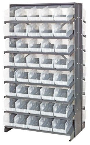 Pick Rack, slopped, double sided, Gray, Clear, Carbon Steel, QPRD-204CL