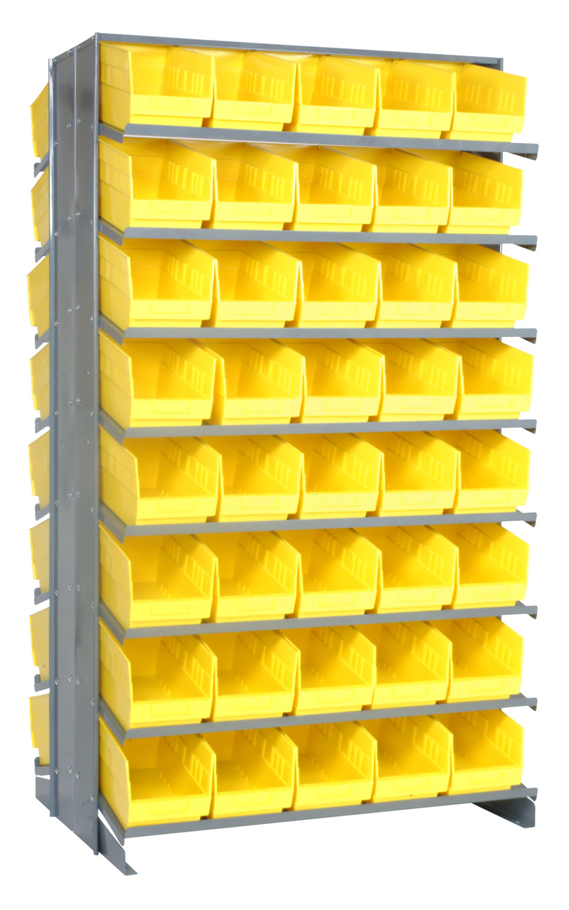 Pick Rack, slopped, double sided, Gray, Yellow, Carbon Steel, QPRD-204YL