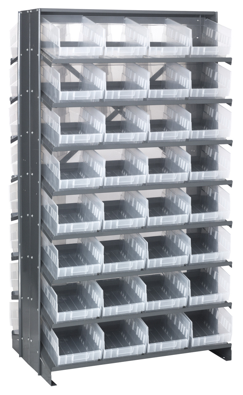 Pick Rack, slopped, double sided, Gray, Clear, Carbon Steel, QPRD-207CL