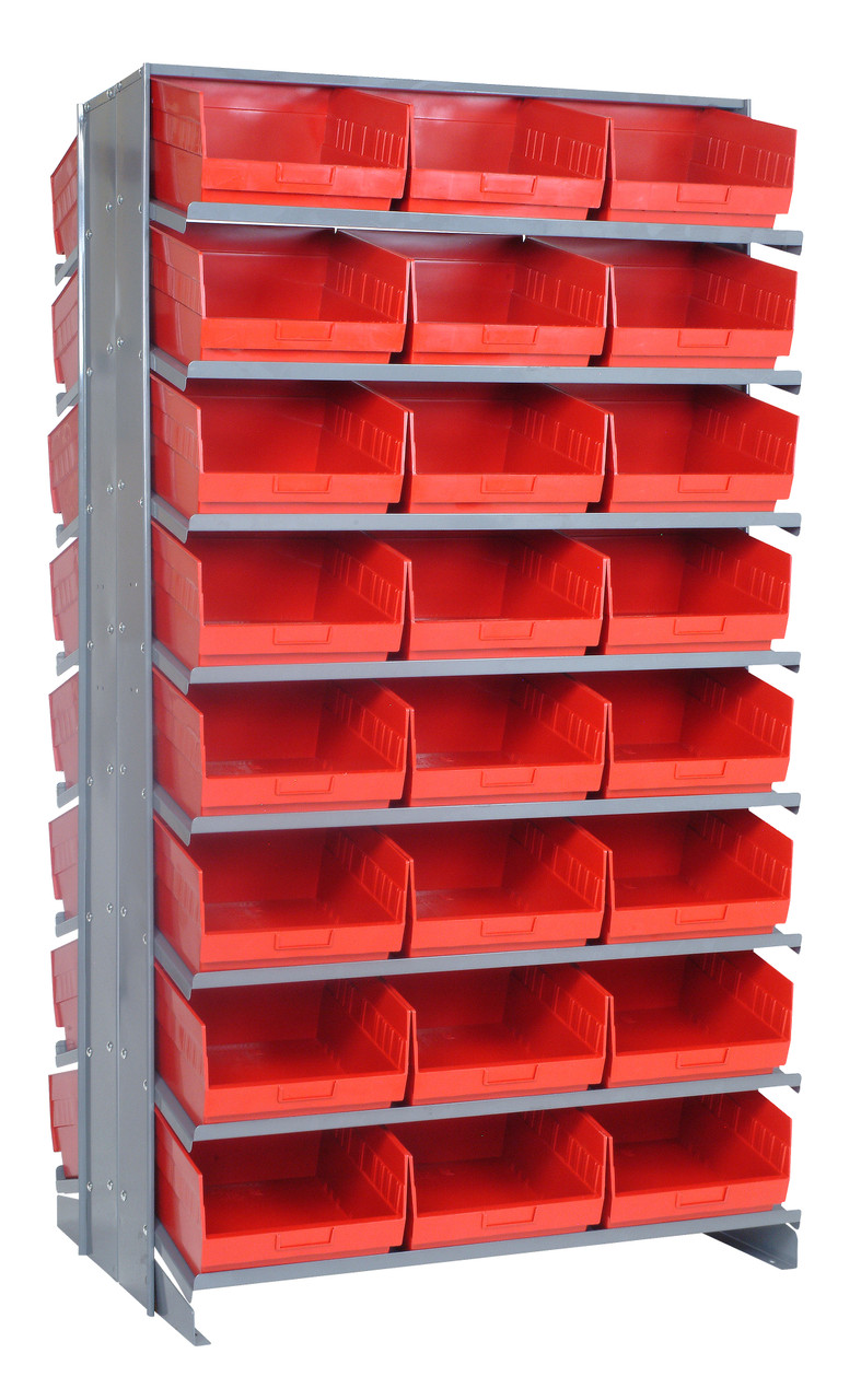 Pick Rack, slopped, double sided, Gray, Red, Carbon Steel, QPRD-209RD