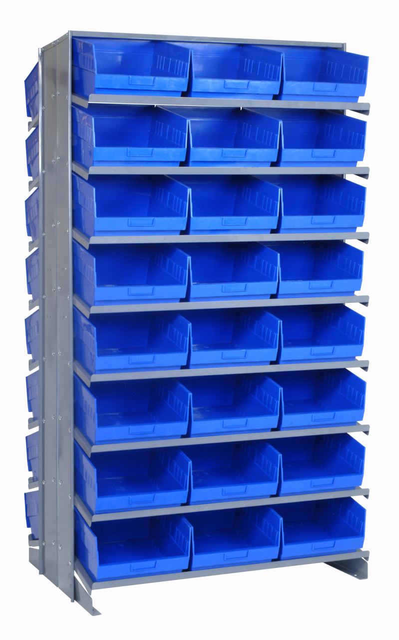 Pick Rack, slopped, double sided, Gray, Blue, Carbon Steel, QPRD-210BL