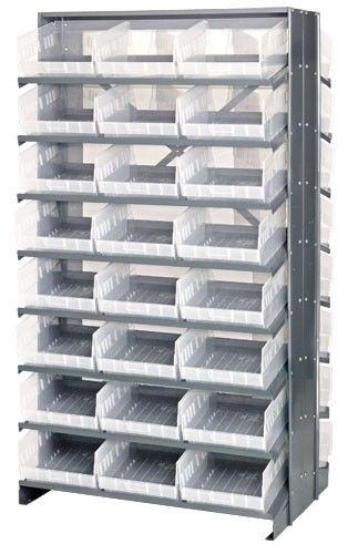 Pick Rack, slopped, double sided, Gray, Clear, Carbon Steel, QPRD-210CL