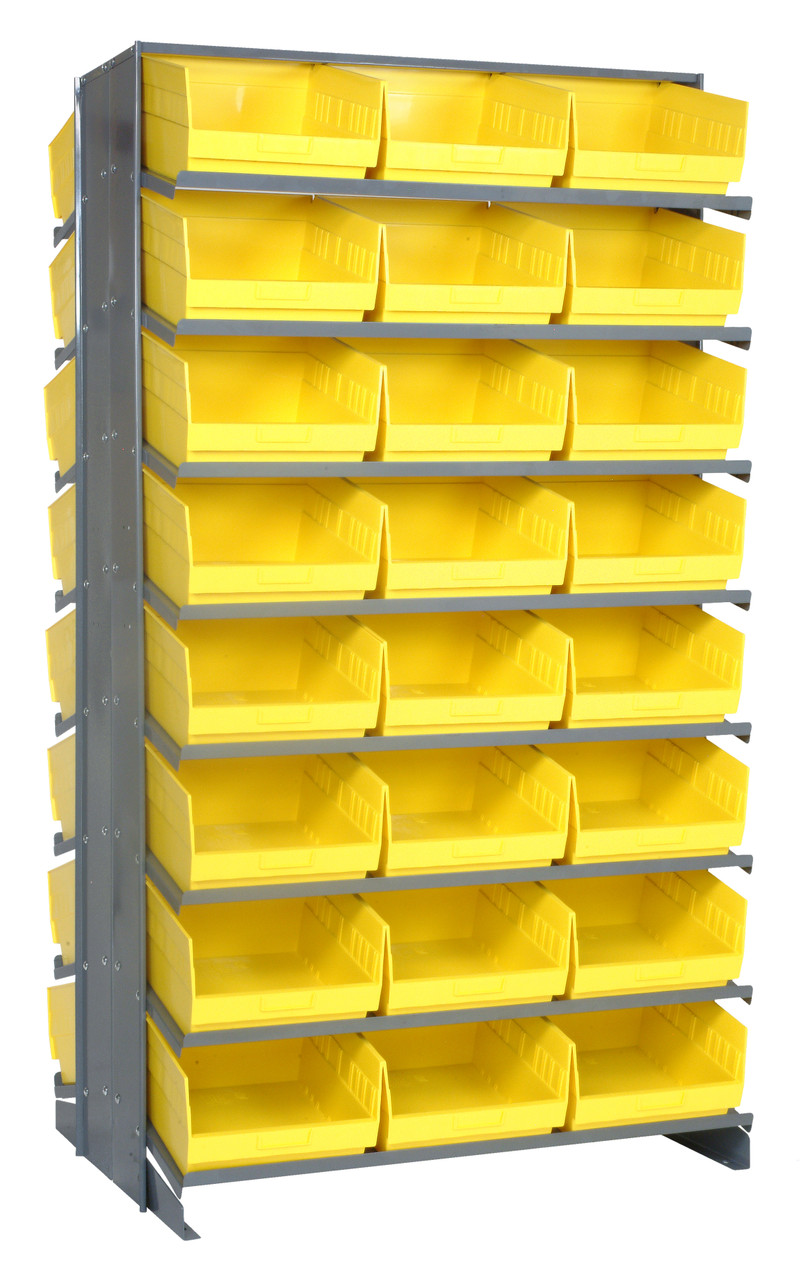 Pick Rack, slopped, double sided, Gray, Yellow, Carbon Steel, QPRD-210YL