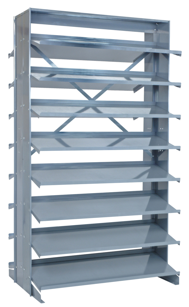 Pick Rack, slopped, double sided, Gray, 0, Carbon Steel, QPRD-6