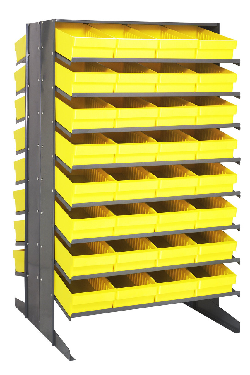 Pick Rack, slopped, double sided, Gray, Yellow, Carbon Steel, QPRD-606YL