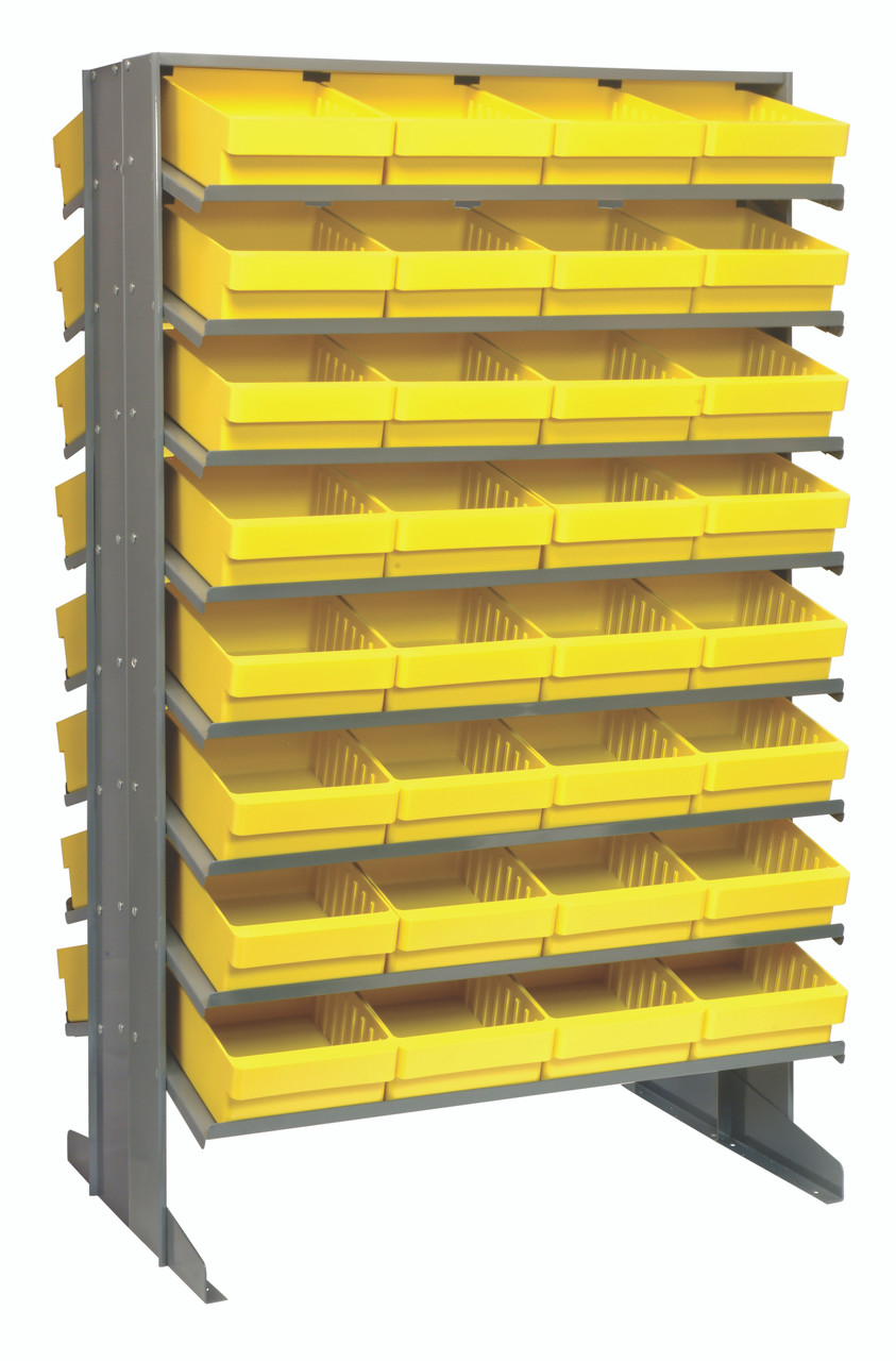 Pick Rack, slopped, double sided, Gray, Yellow, Carbon Steel, QPRD-701YL