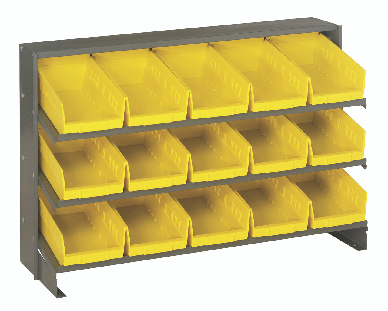 Pick Rack, slopped, bench style, Gray, Yellow, Carbon Steel, QPRHA-102YL