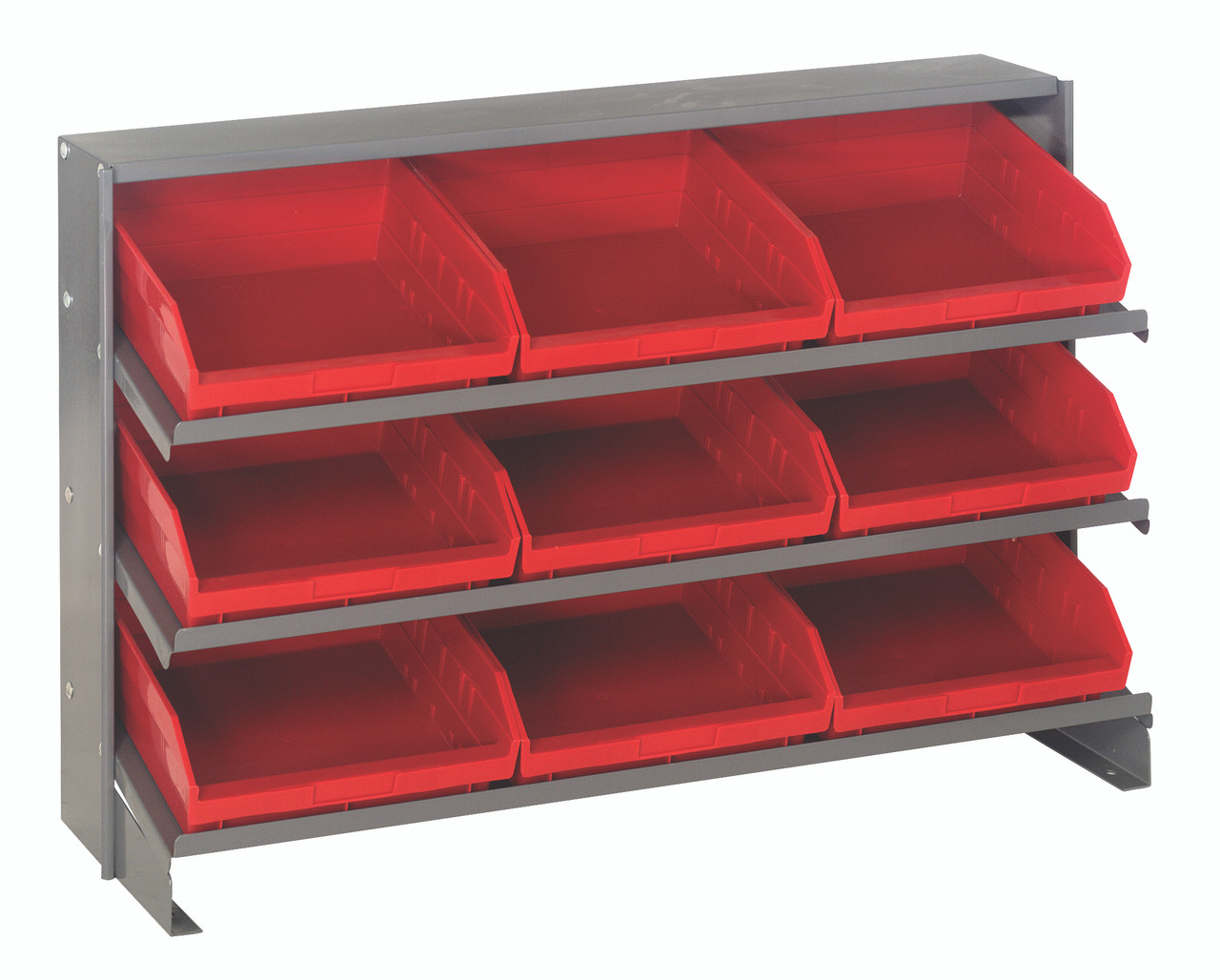 Pick Rack, slopped, bench style, Gray, Red, Carbon Steel, QPRHA-109RD