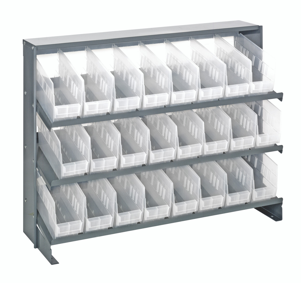 Pick Rack, slopped, bench style, Gray, Clear, Carbon Steel, QPRHA-201CL