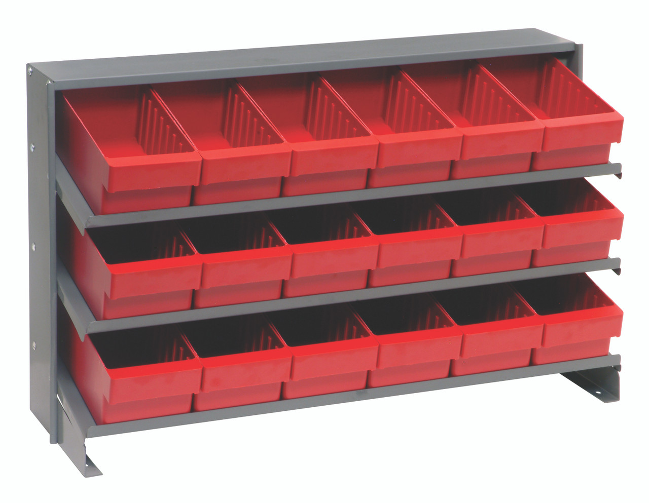 Pick Rack, slopped, bench style, Gray, Red, Carbon Steel, QPRHA-601RD