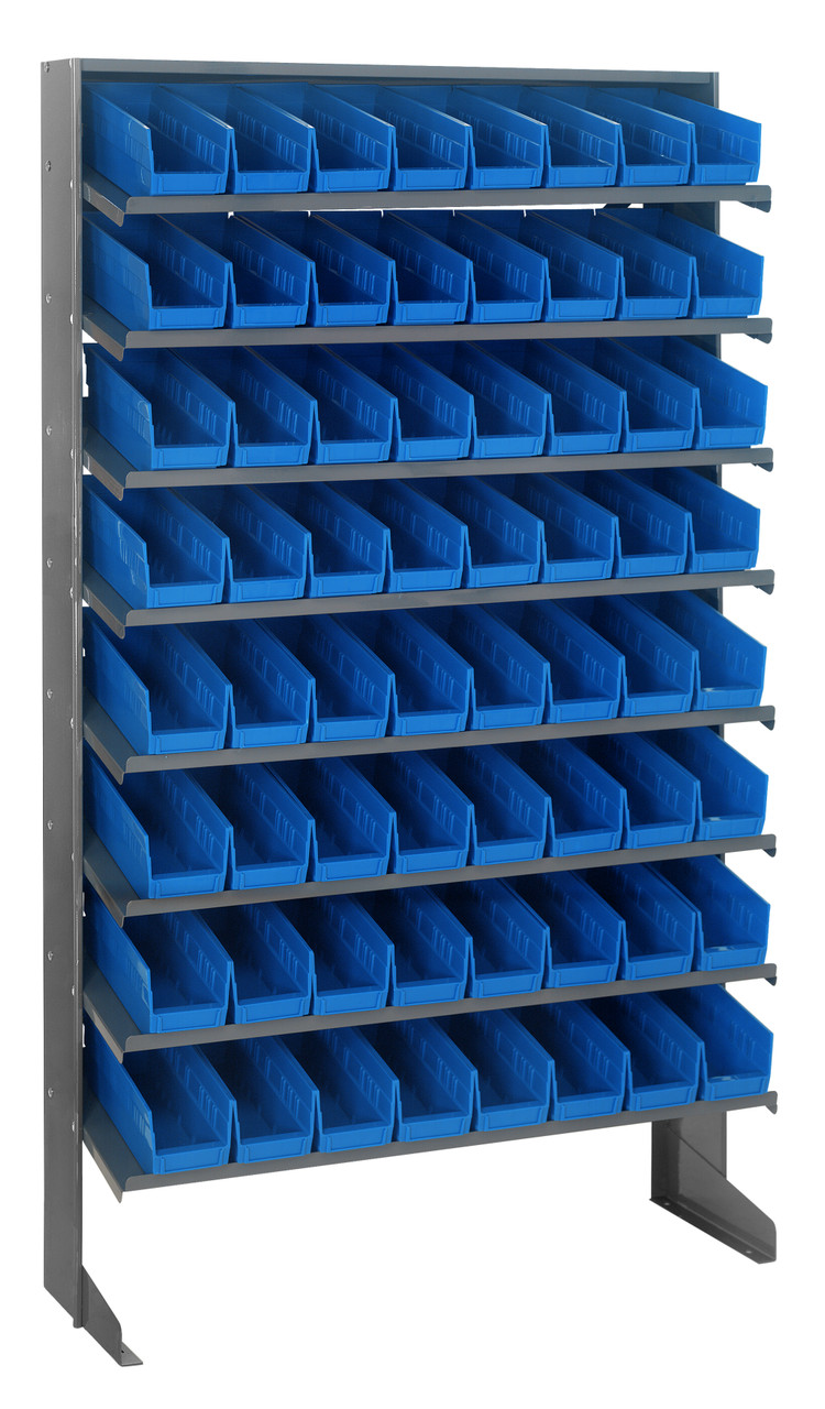 Pick Rack, slopped, single sided, Gray, Blue, Carbon Steel, QPRS-101BL