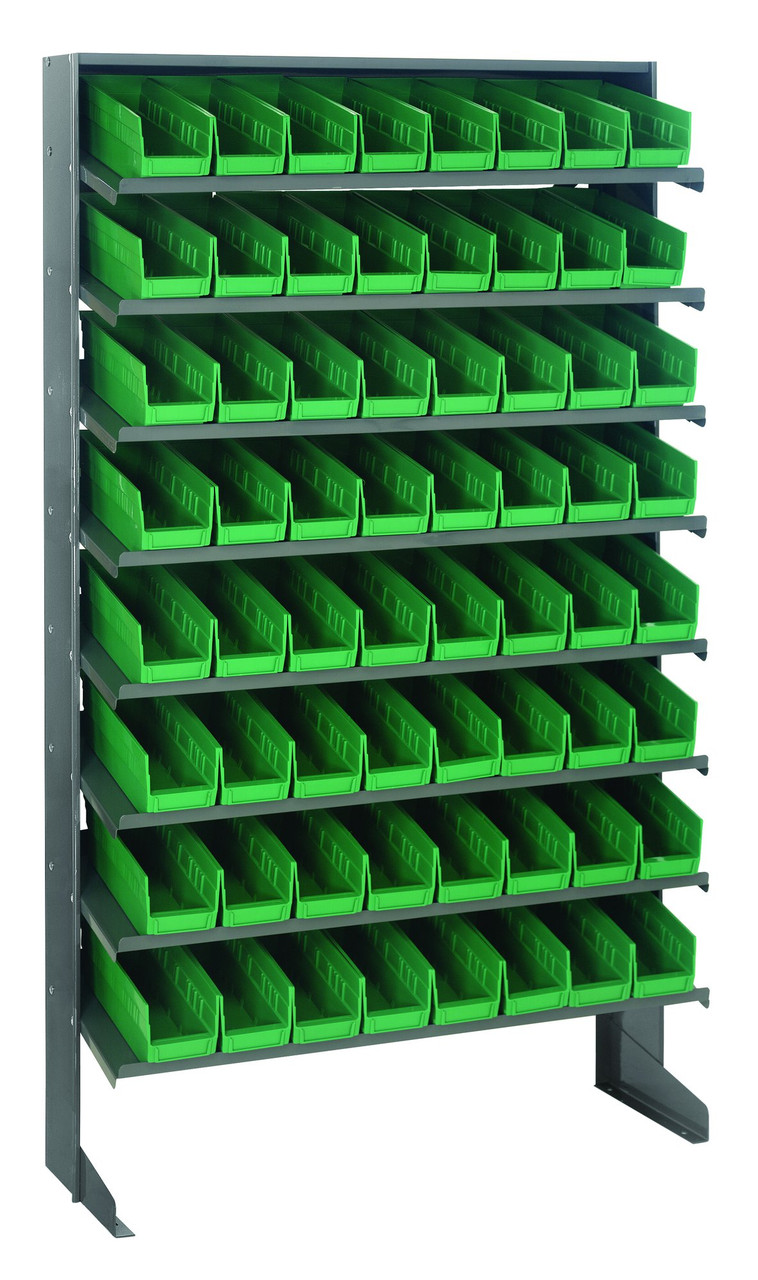 Pick Rack, slopped, single sided, Gray, Green, Carbon Steel, QPRS-101GN