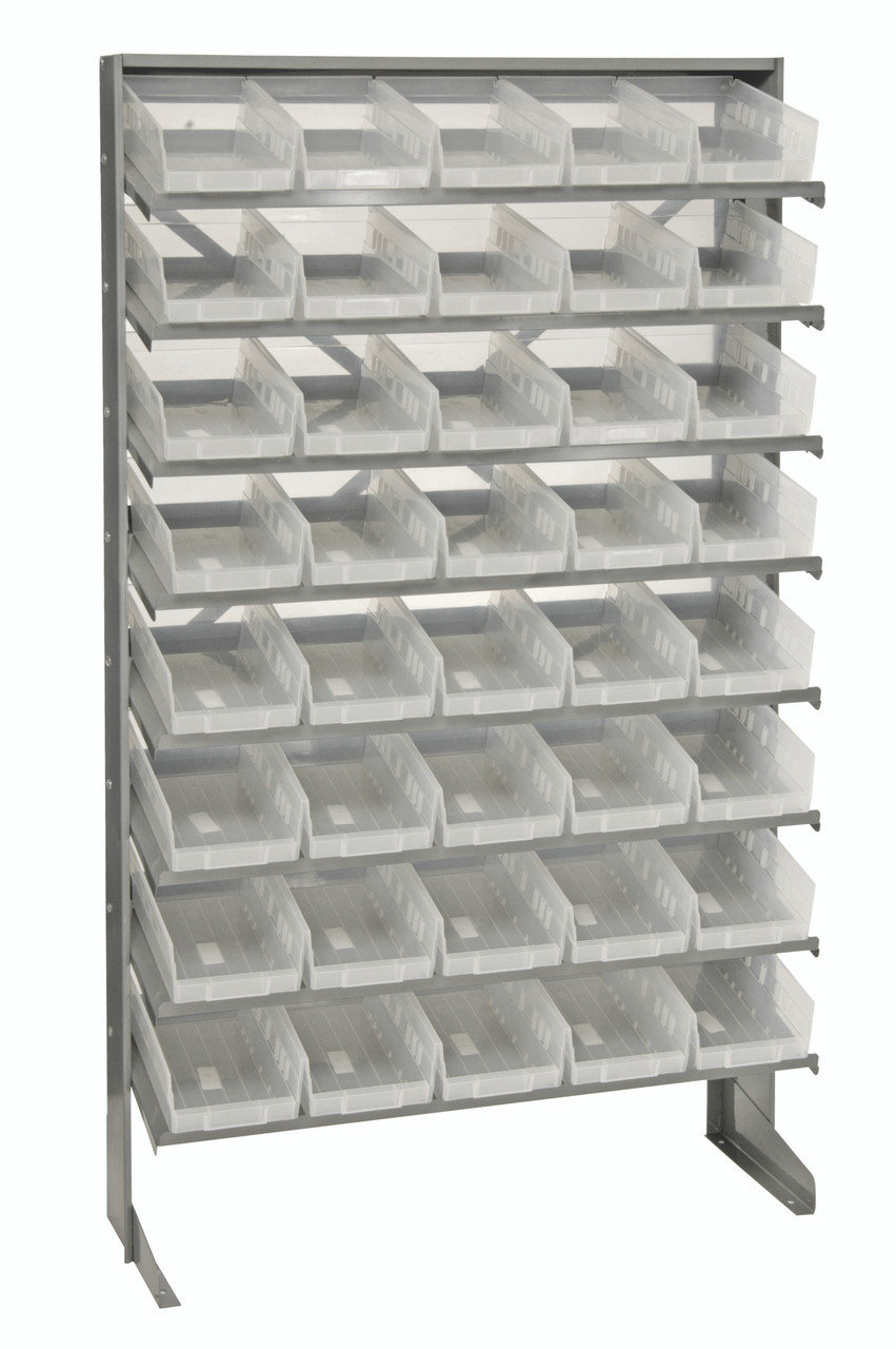 Pick Rack, slopped, single sided, Gray, Clear, Carbon Steel, QPRS-102CL