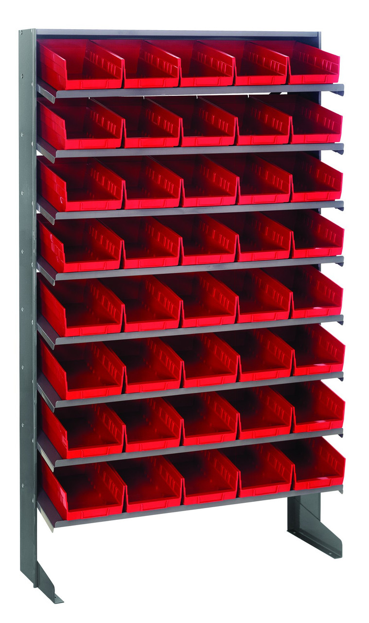 Pick Rack, slopped, single sided, Gray, Red, Carbon Steel, QPRS-102RD
