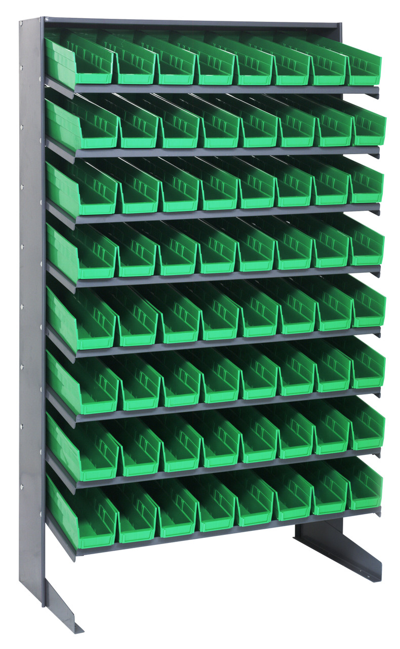 Pick Rack, slopped, single sided, Gray, Green, Carbon Steel, QPRS-103GN
