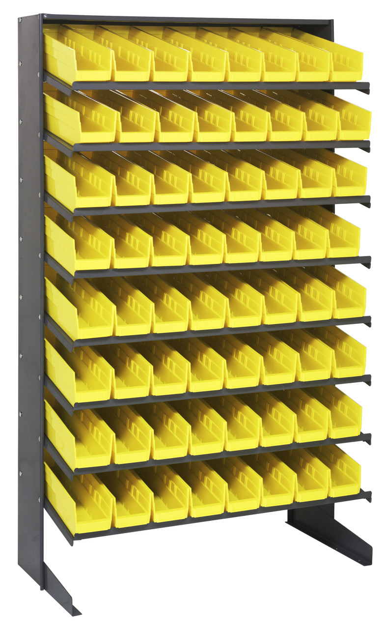 Pick Rack, slopped, single sided, Gray, Yellow, Carbon Steel, QPRS-103YL