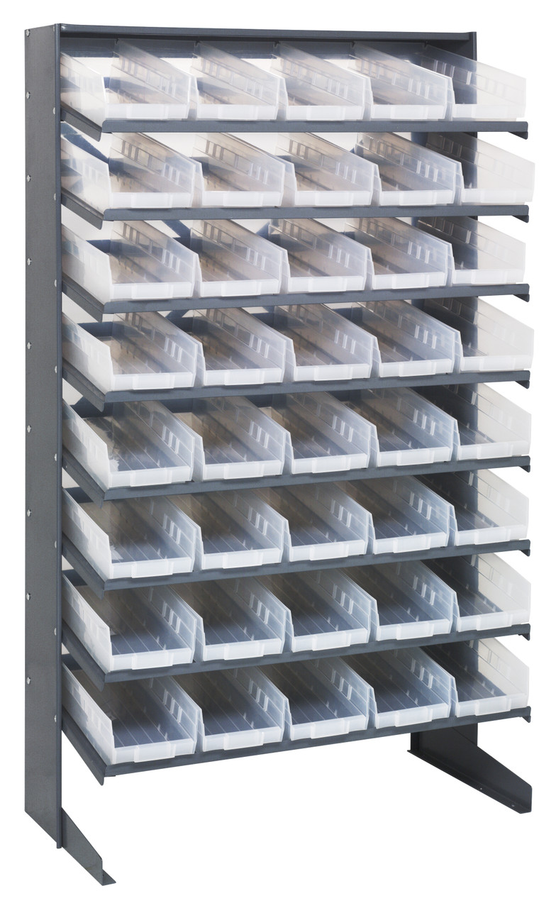 Pick Rack, slopped, single sided, Gray, Clear, Carbon Steel, QPRS-104CL