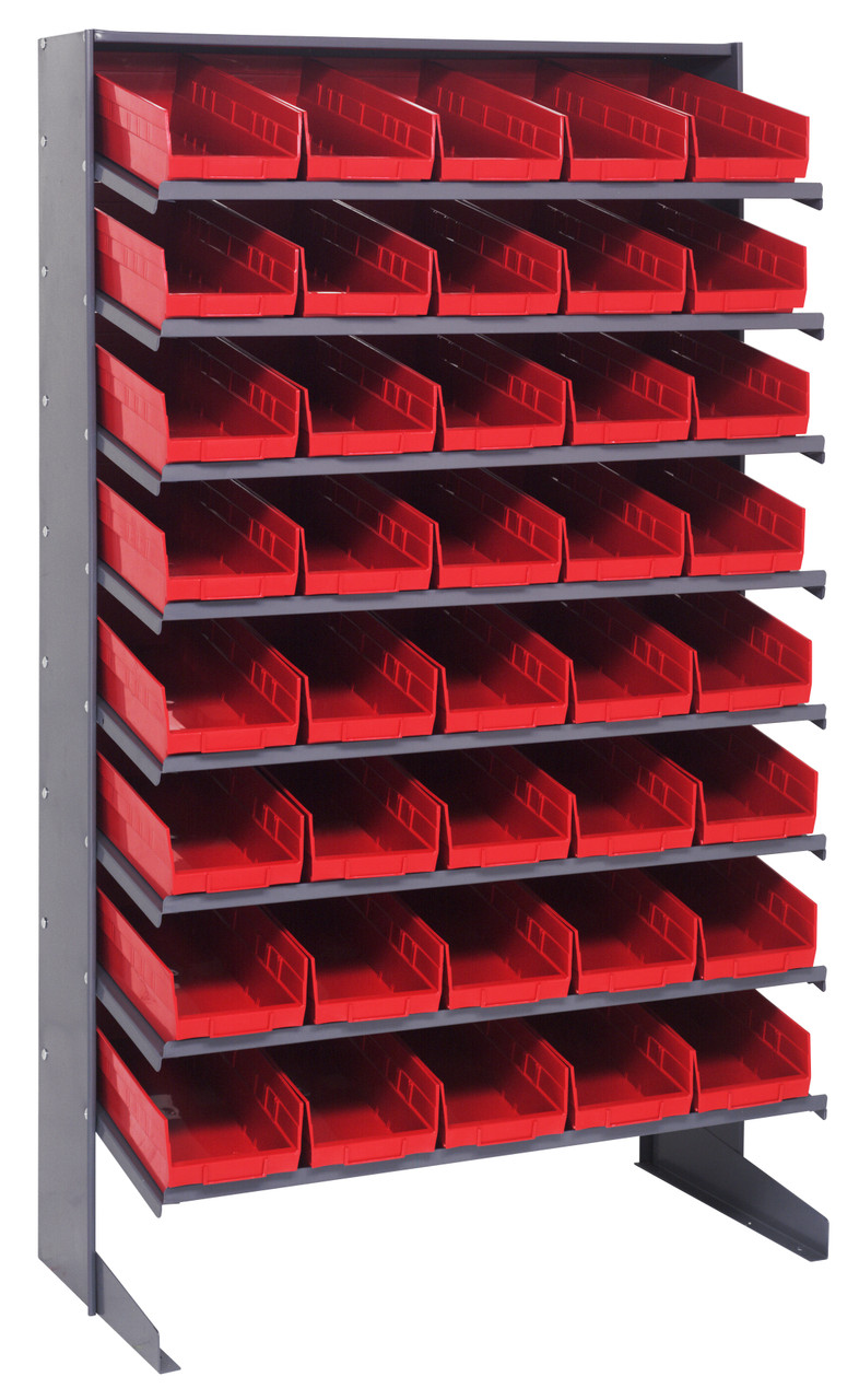 Pick Rack, slopped, single sided, Gray, Red, Carbon Steel, QPRS-104RD