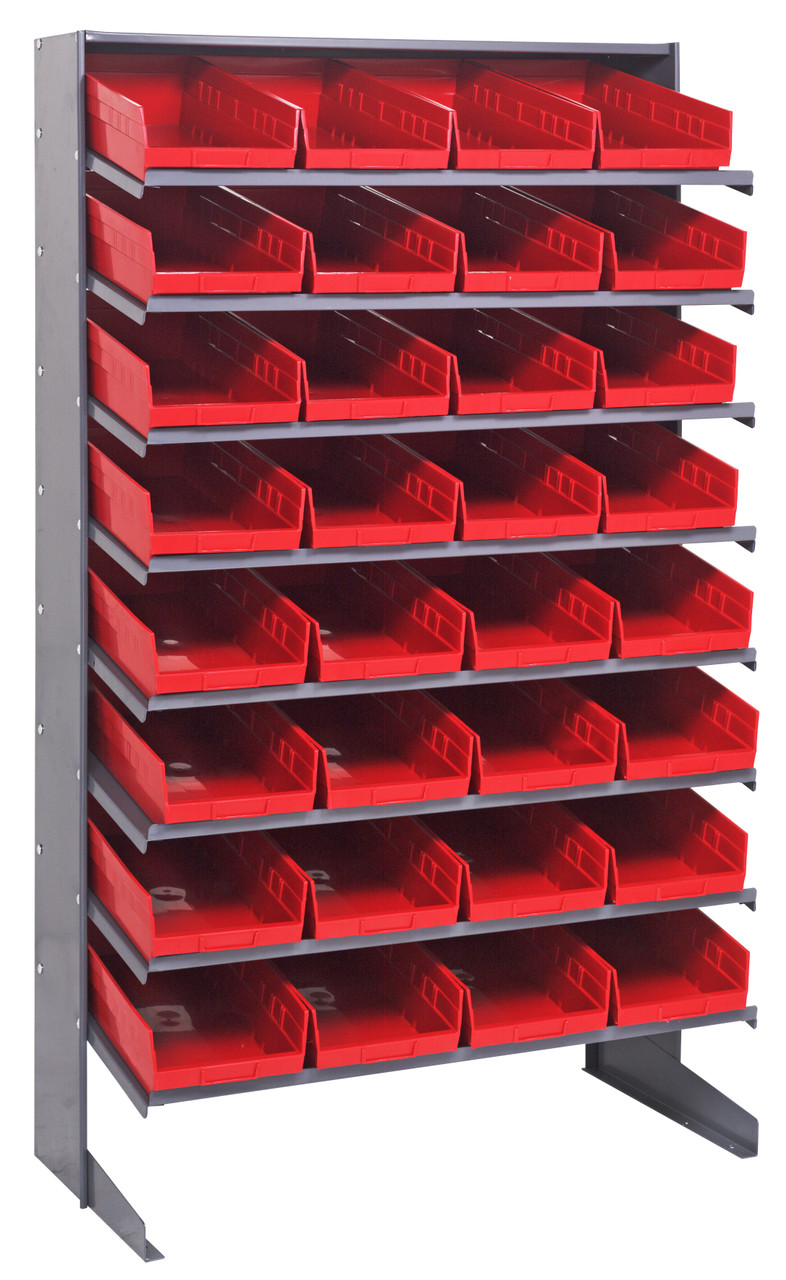 Pick Rack, slopped, single sided, Gray, Red, Carbon Steel, QPRS-108RD