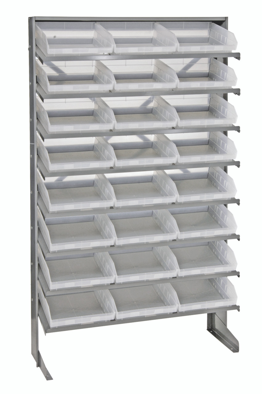 Pick Rack, slopped, single sided, Gray, Clear, Carbon Steel, QPRS-109CL