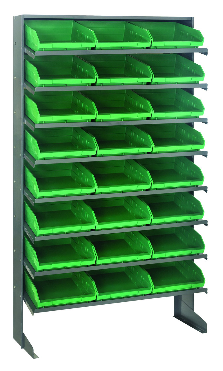 Pick Rack, slopped, single sided, Gray, Green, Carbon Steel, QPRS-109GN