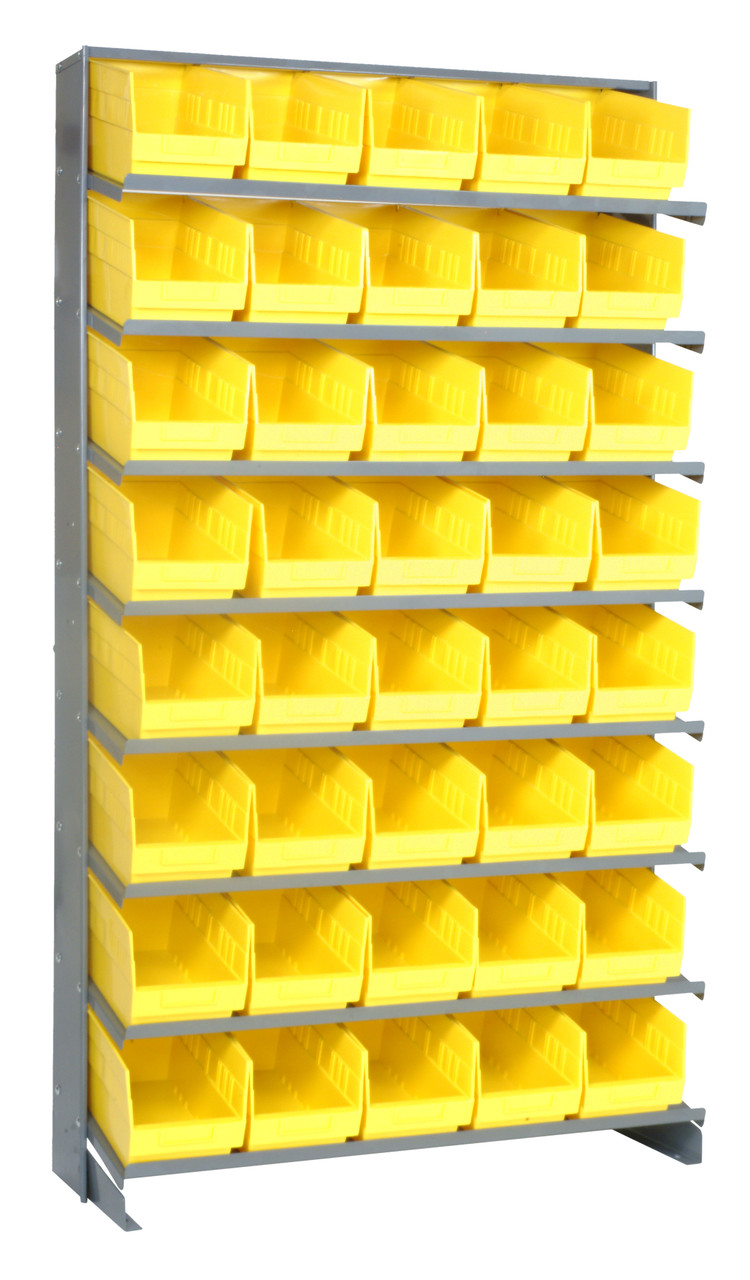 Pick Rack, slopped, single sided, Gray, Yellow, Carbon Steel, QPRS-202YL