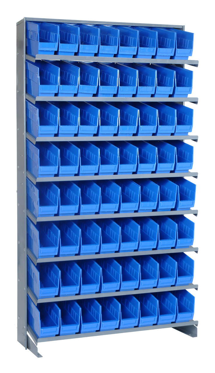 Pick Rack, slopped, single sided, Gray, Blue, Carbon Steel, QPRS-203BL