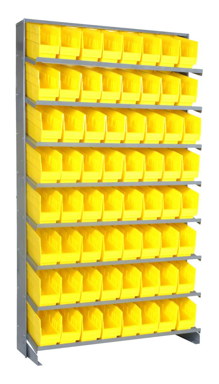 Pick Rack, slopped, single sided, Gray, Yellow, Carbon Steel, QPRS-203YL