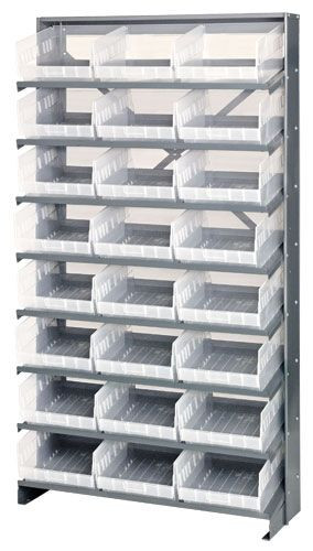 Pick Rack, slopped, single sided, Gray, Clear, Carbon Steel, QPRS-209CL