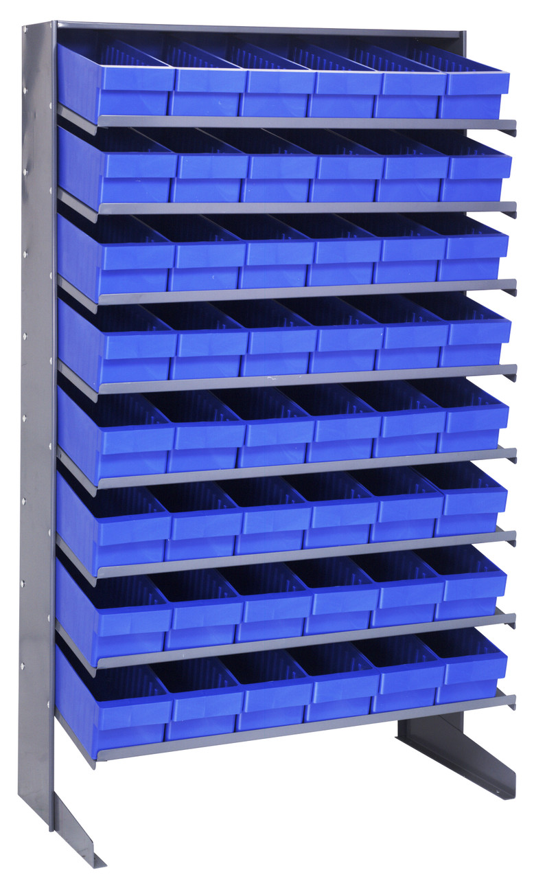 Pick Rack, slopped, single sided, Gray, Blue, Carbon Steel, QPRS-602BL